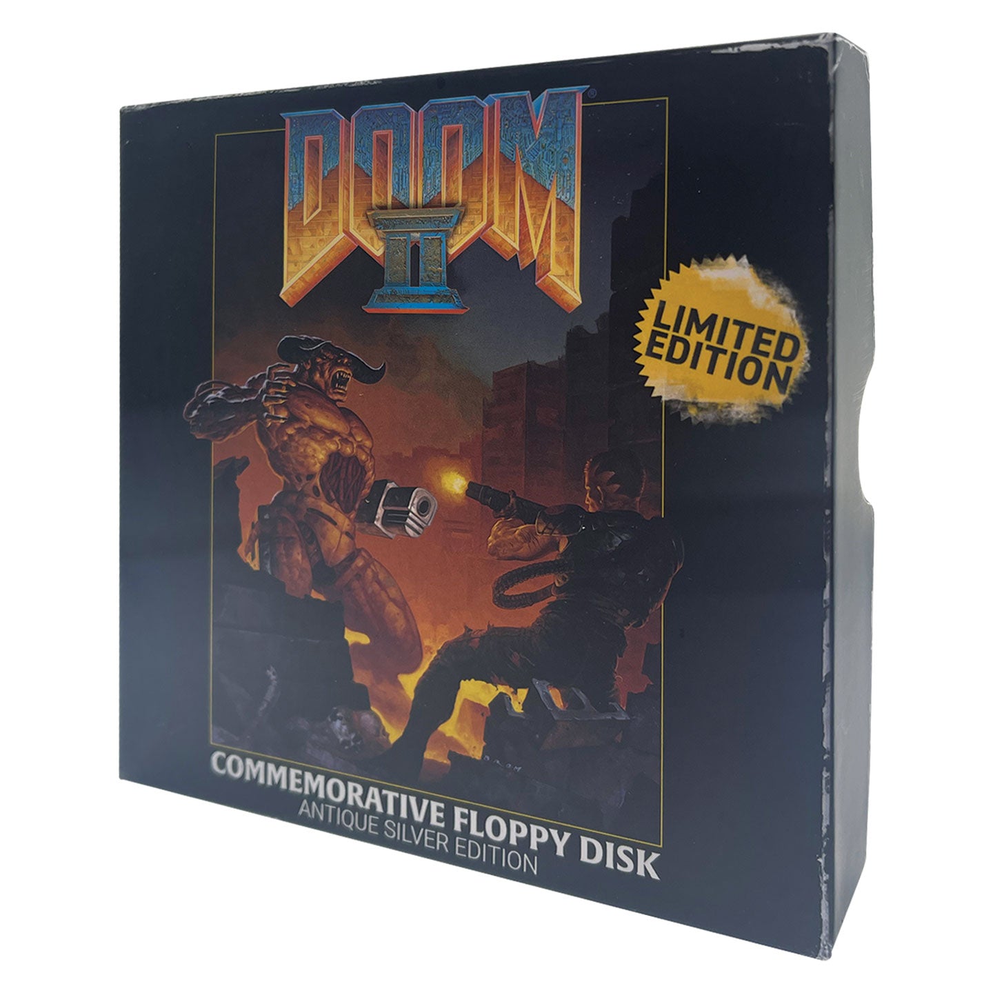 DOOM II Floppy Disk Replica Antique Silver Edition Packaging