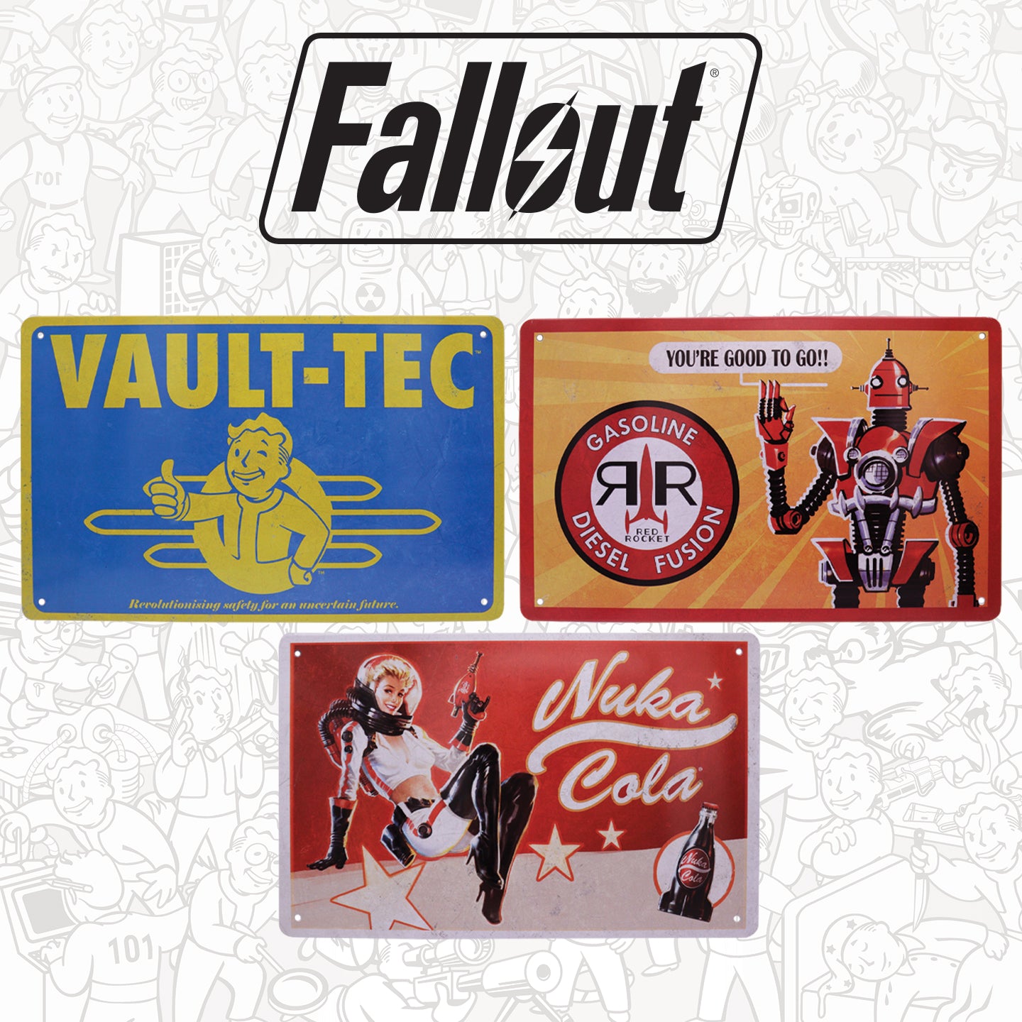 Fallout Set of 3 Tin Signs