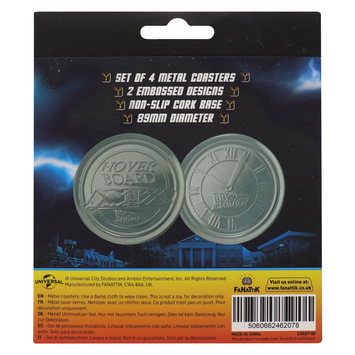 Back to the Future Set of 4 Embossed Metal Coasters