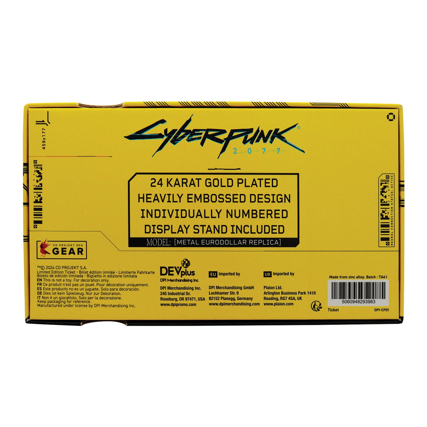 Cyberpunk 2077 24k Gold Plated Metal Eurodollar Replica