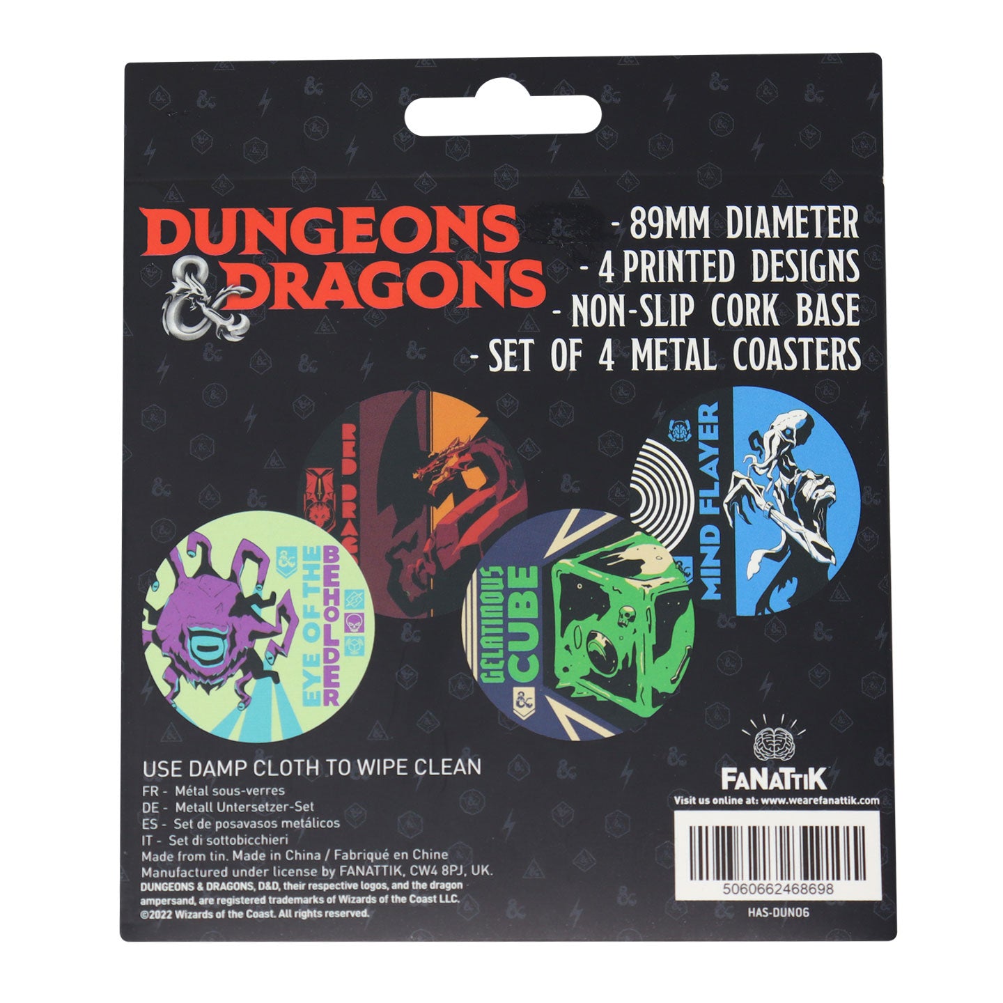 Dungeons & Dragons Monsters Set of 4 Printed Metal Coasters