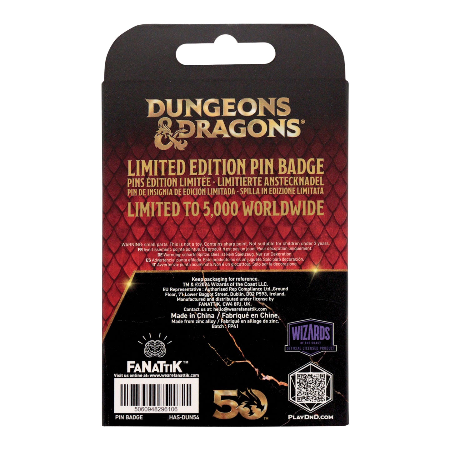 Dungeons & Dragons Gold Coloured Alignment Spinner Pin Badge