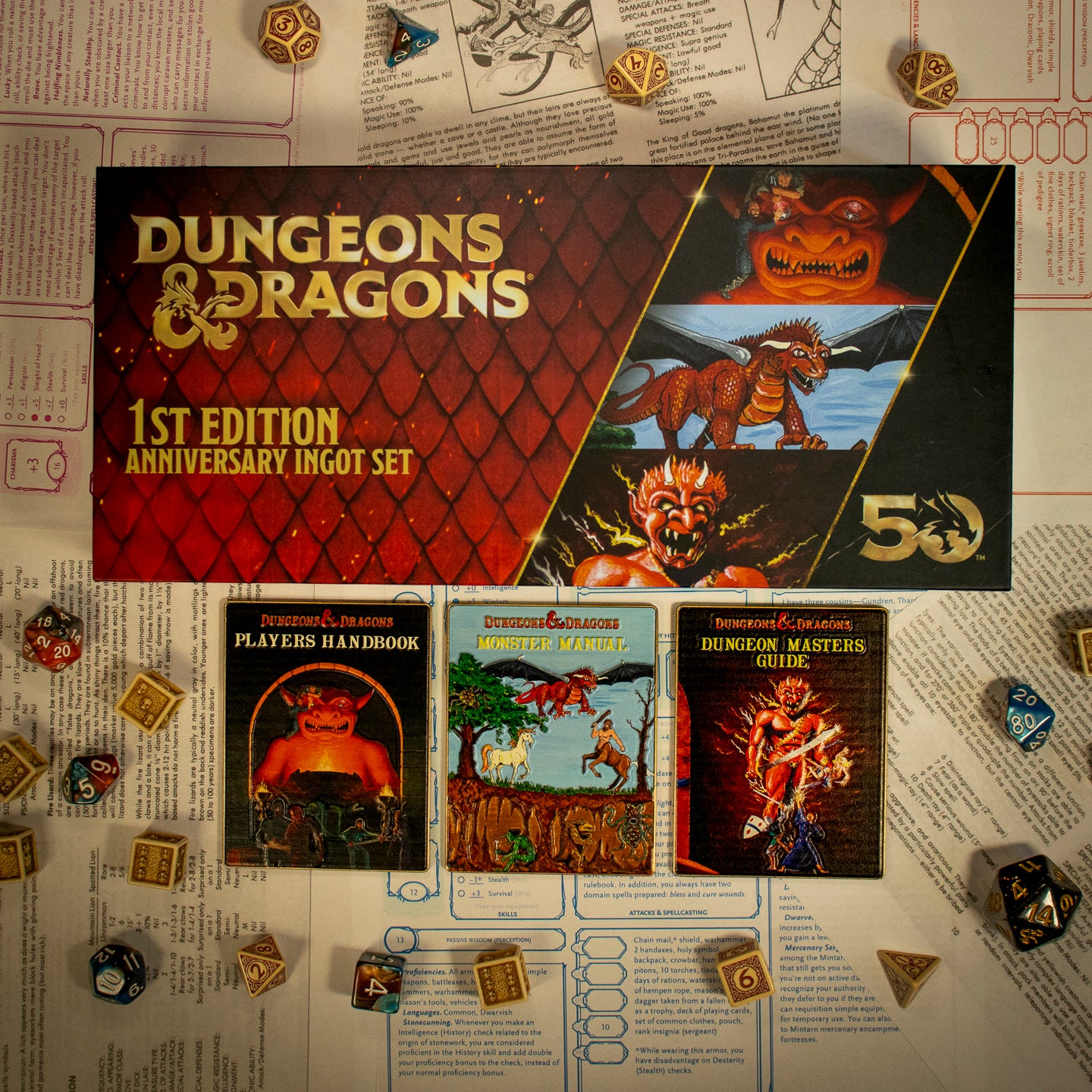 Dungeons & Dragons 50th Anniversary 1st Edition Book Cover Ingot Set