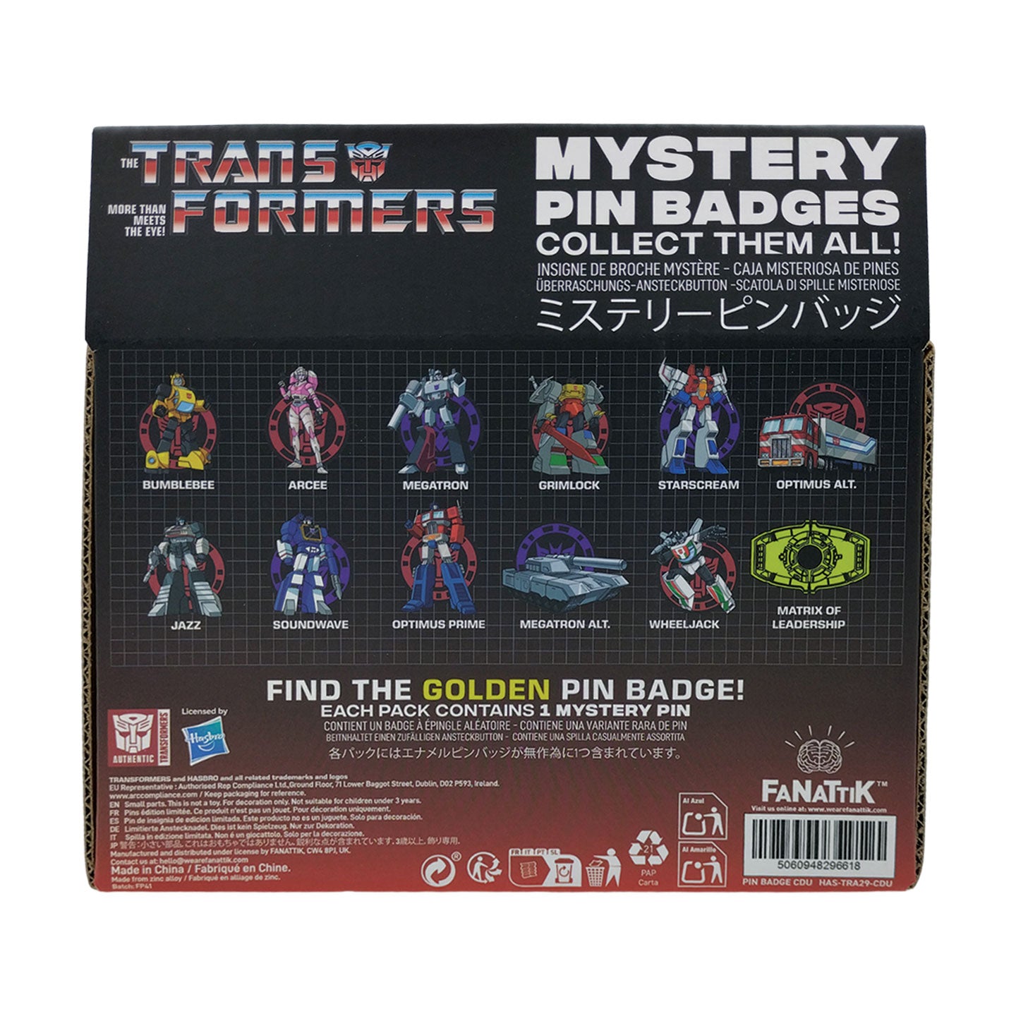 Transformers Mystery Pin Badge CDU Containing 12 Blind Boxes
