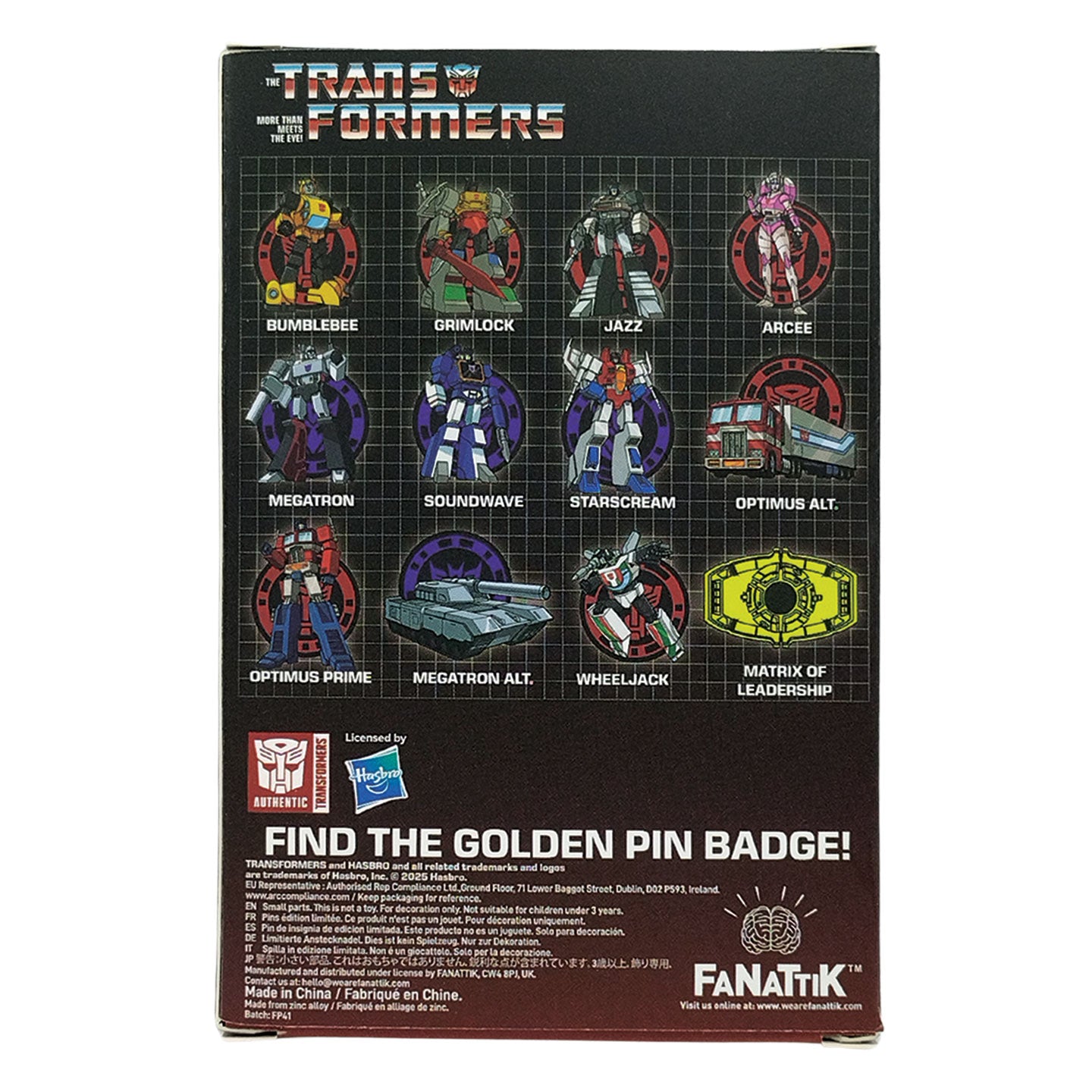 Transformers Mystery Pin Badge CDU Containing 12 Blind Boxes