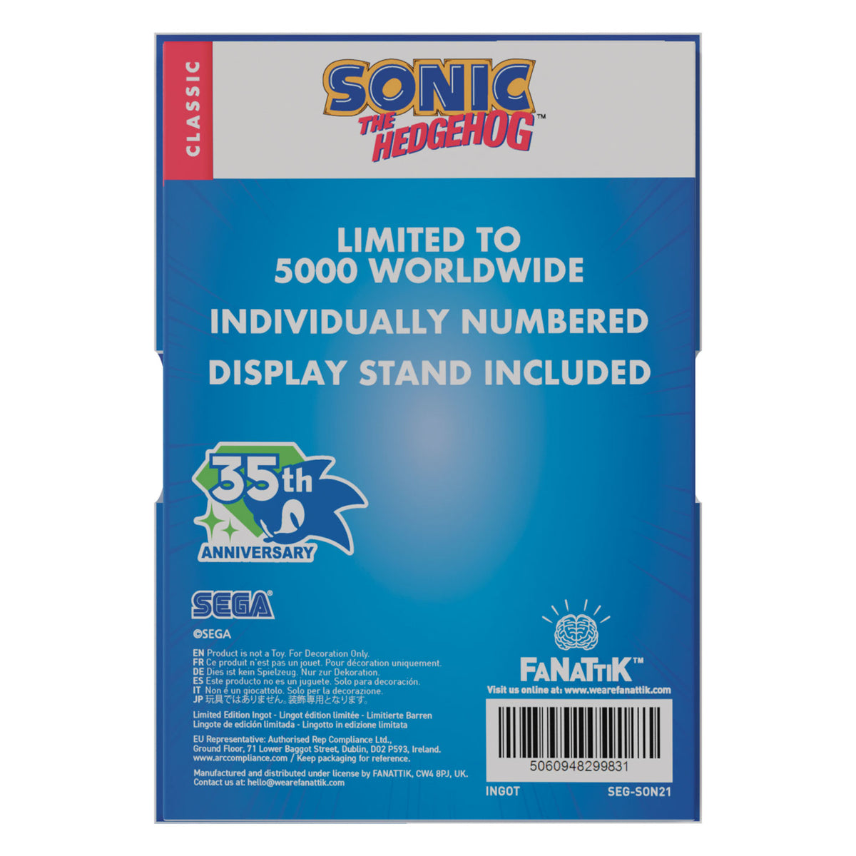 Sonic The Hedgehog – Stained Glass Window Style Ingot