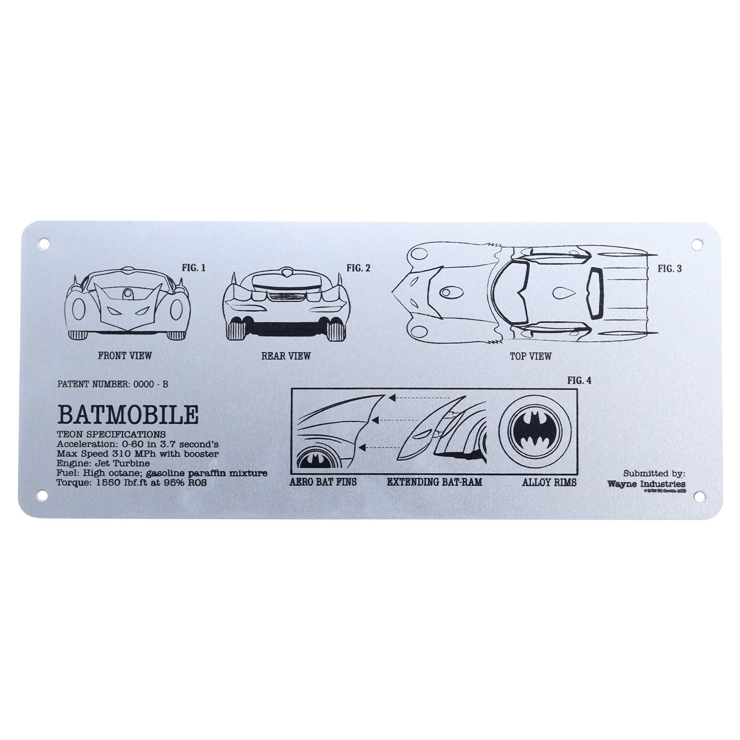 DC Batman Limited Edition Batmobile Schematic Fan-Plate