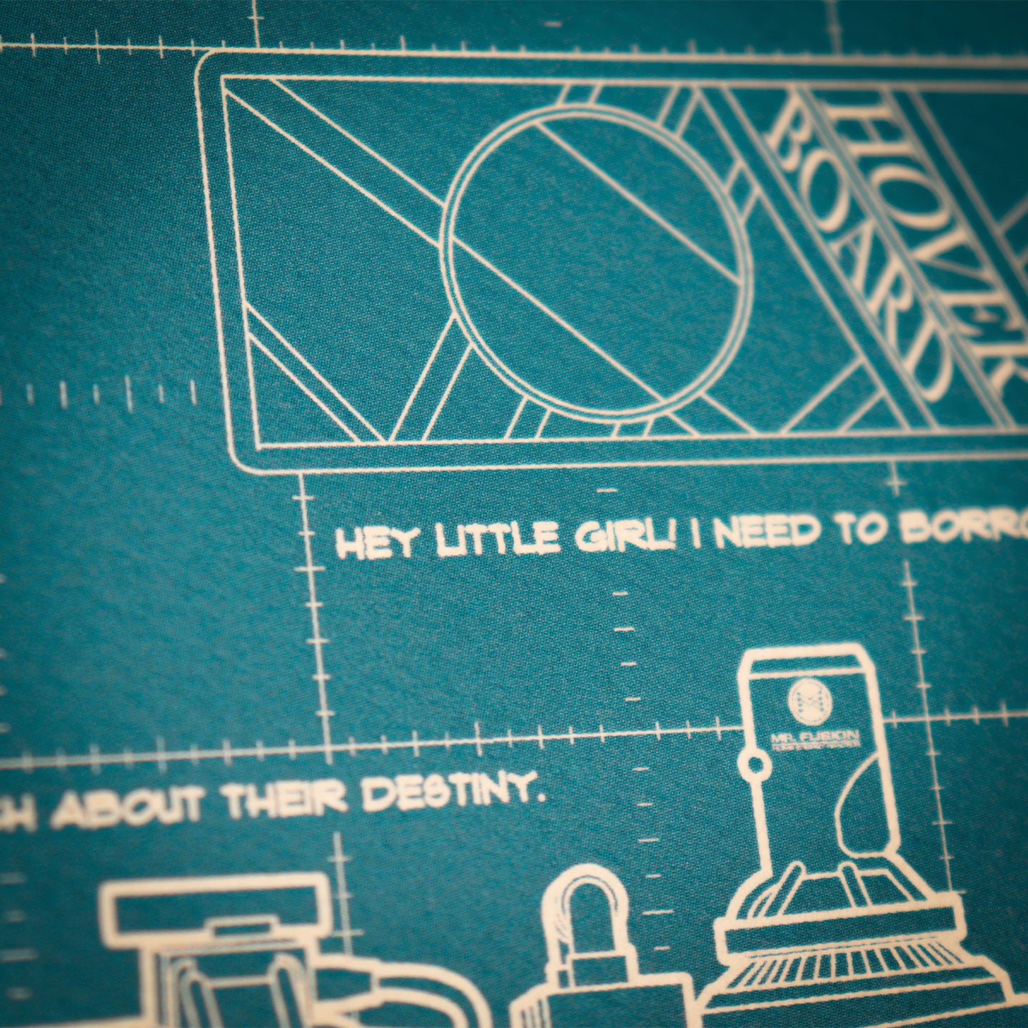 Back to the Future Time Machine Blueprint A3 Art Print