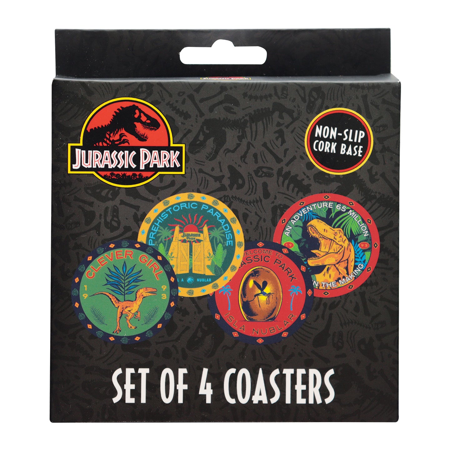 Jurassic Park Set of 4 Printed Metal Drinks Coasters