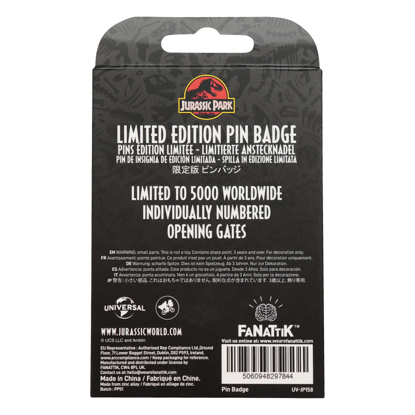 Jurassic Park Gates Limited Edition Hinged Pin Badge