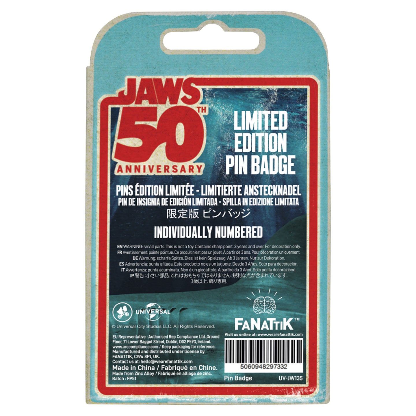 Jaws 50th Anniversary Ship in Bottle Pin Badge