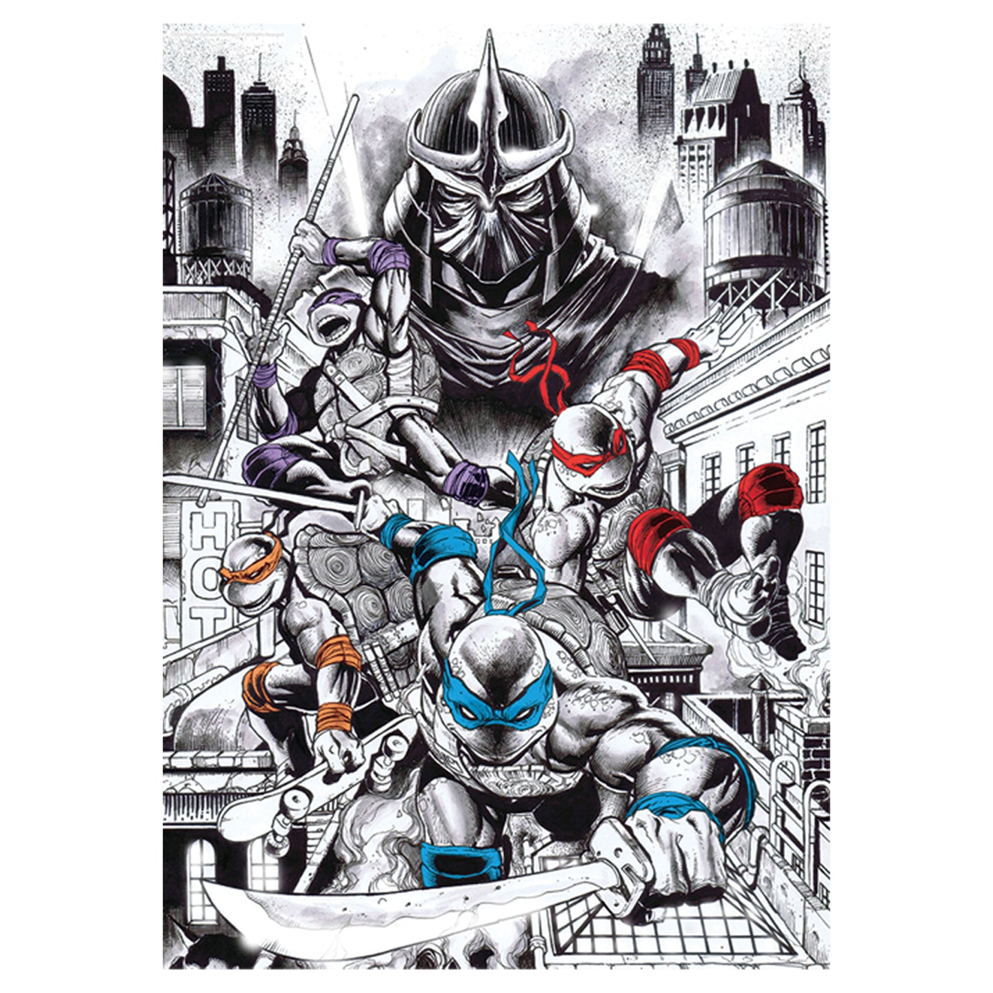 TMNT Leonardo 40° Anniversario - Action Figure Sketch Originale - Edizione Speciale Con Base