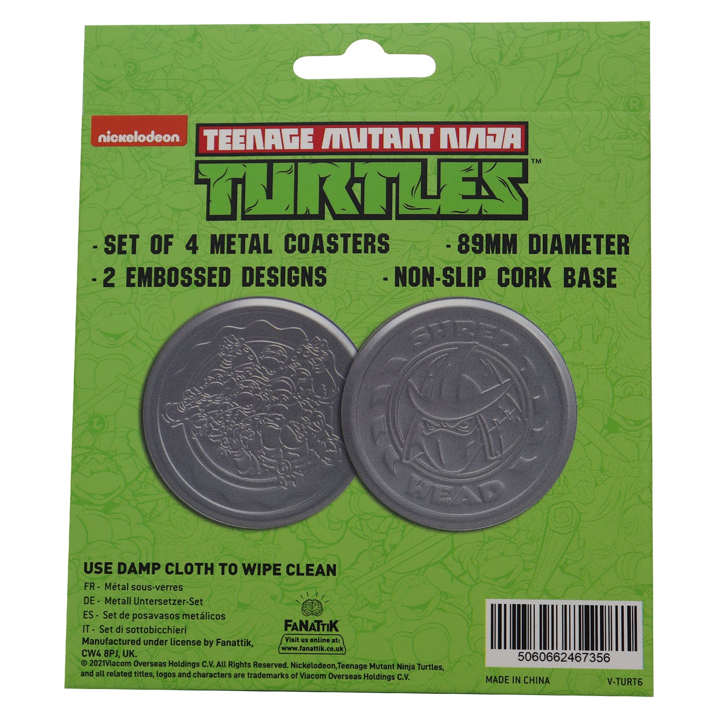Teenage Mutant Ninja Turtles Set of 4 Embossed Metal Coasters