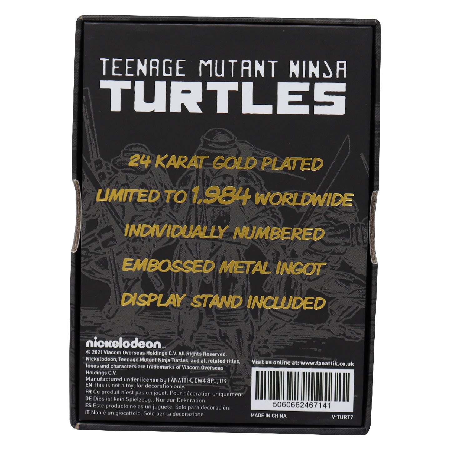 Teenage Mutant Ninja Turtles Limited Edition 24k Gold Plated Comic Book Cover Ingot