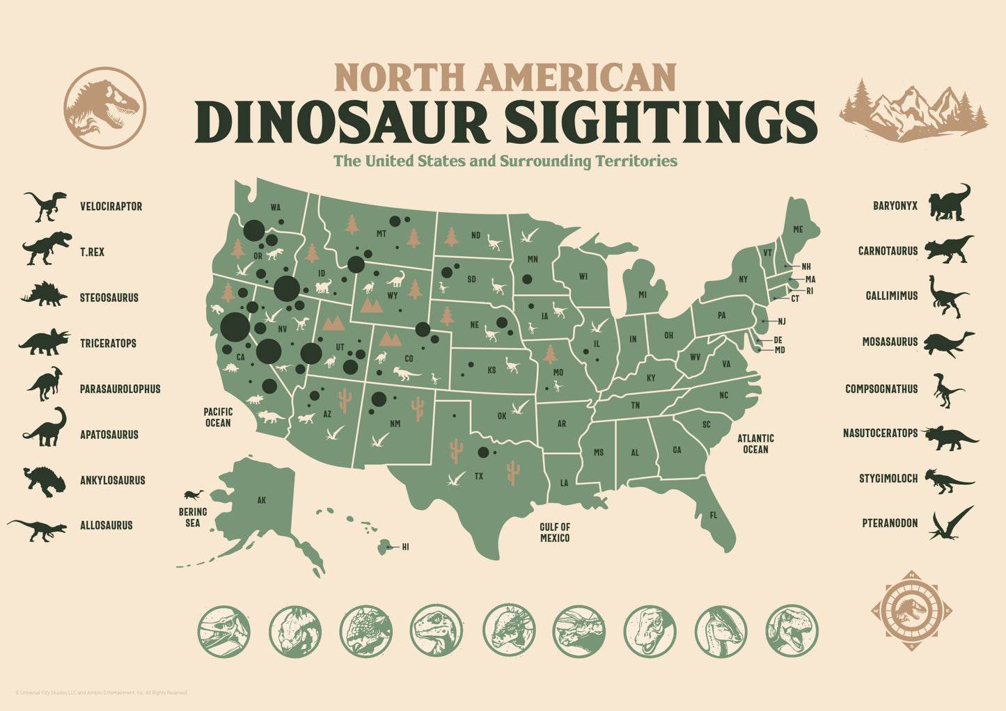 Jurassic World 'Dinosaur Sightings' Art Print