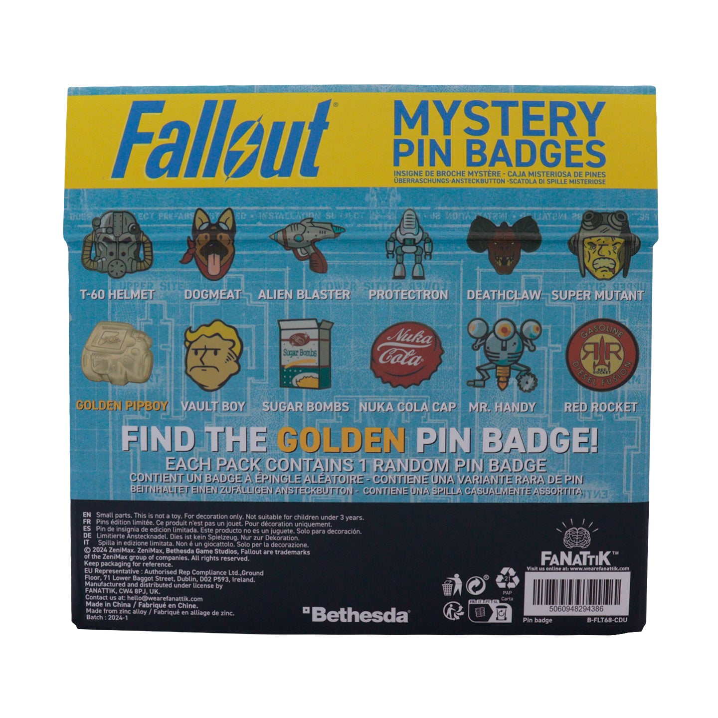 Fallout Mystery Pin Badge CDU Containing 12 Blind Boxes