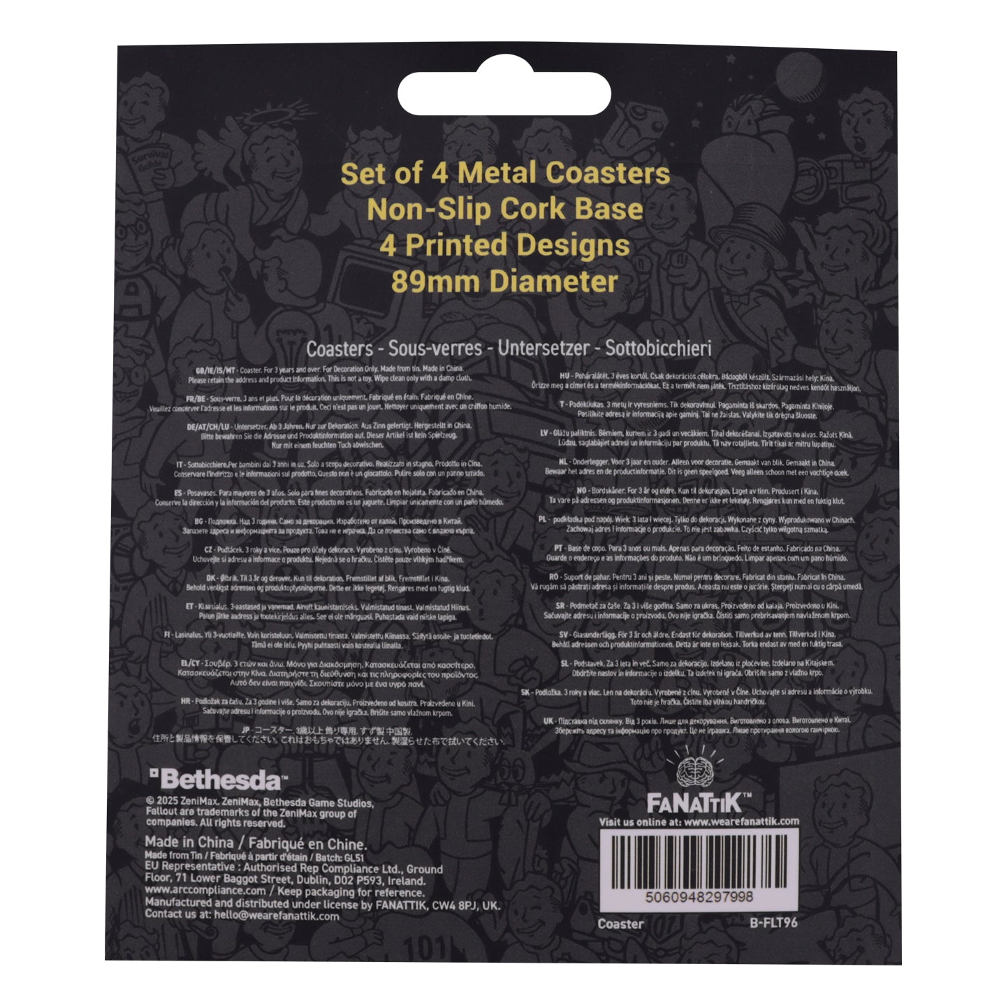 Fallout Set of 4 Metal Drinks Coasters