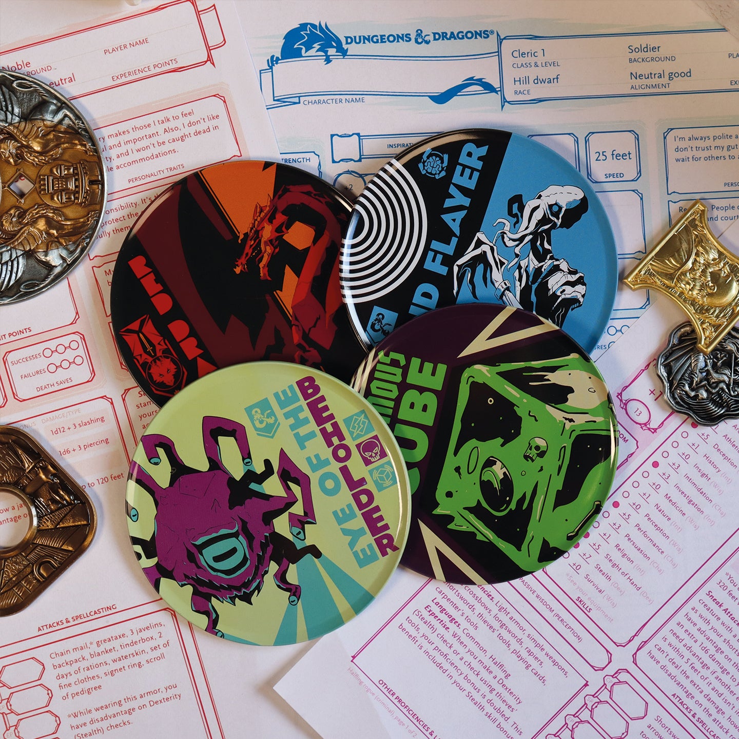 Dungeons & Dragons Set of 4 Printed Metal Coasters