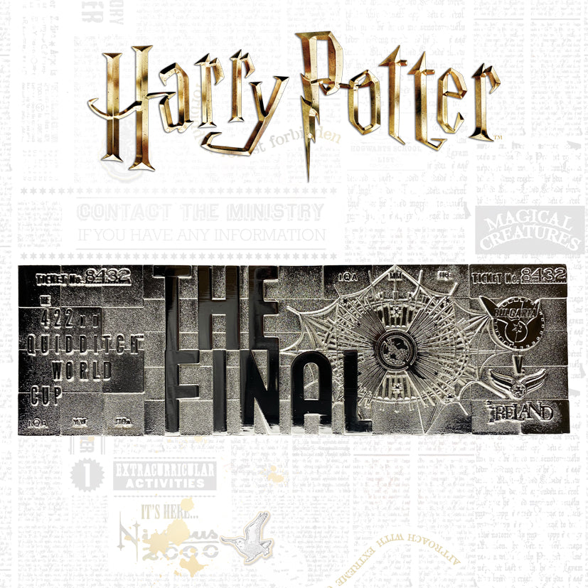Harry Potter Limited Edition .999 Silver Plated Replica Quidditch World Cup Ticket