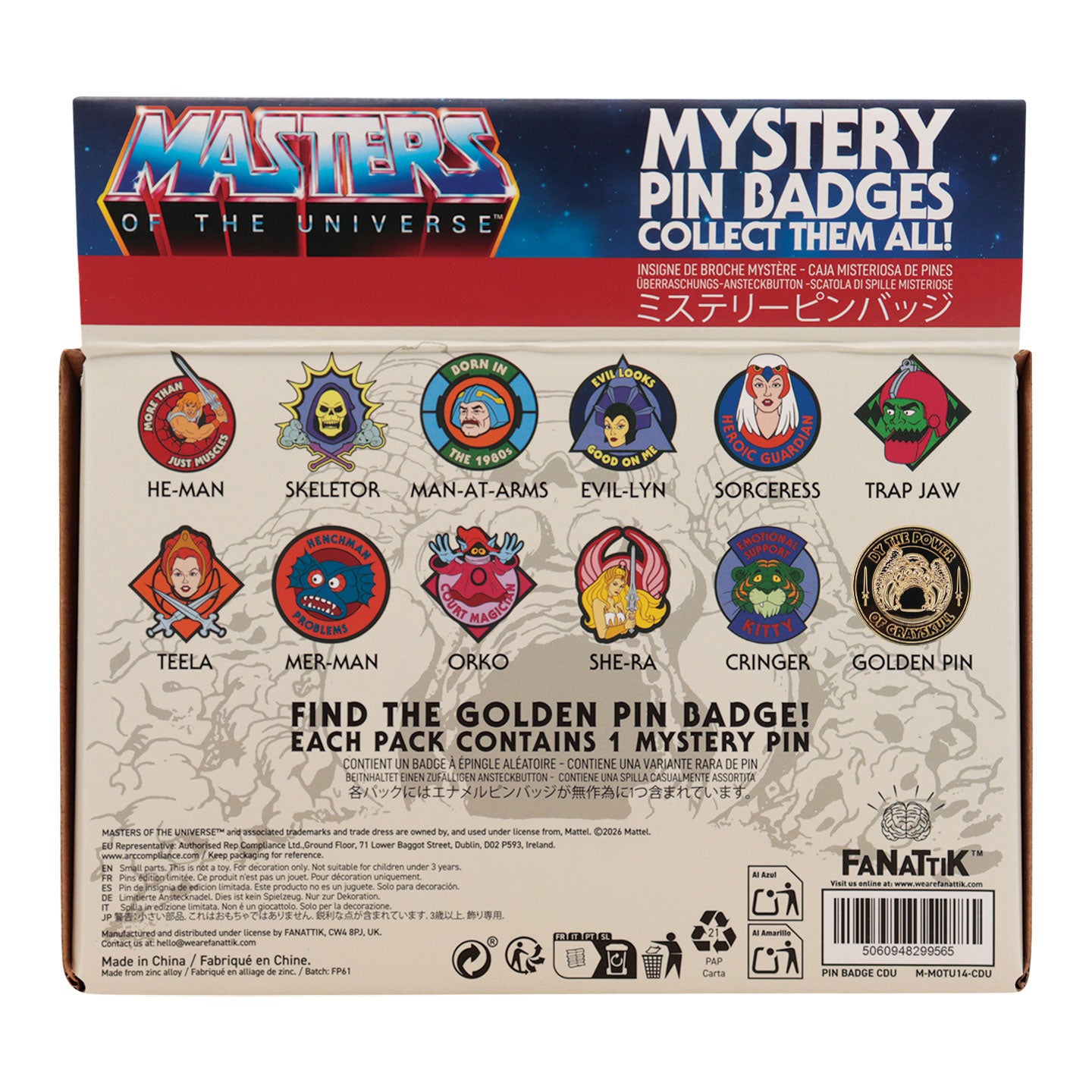 Masters of the Universe™ - Mystery Pin Badge CDU Containing 12 Blind Boxes