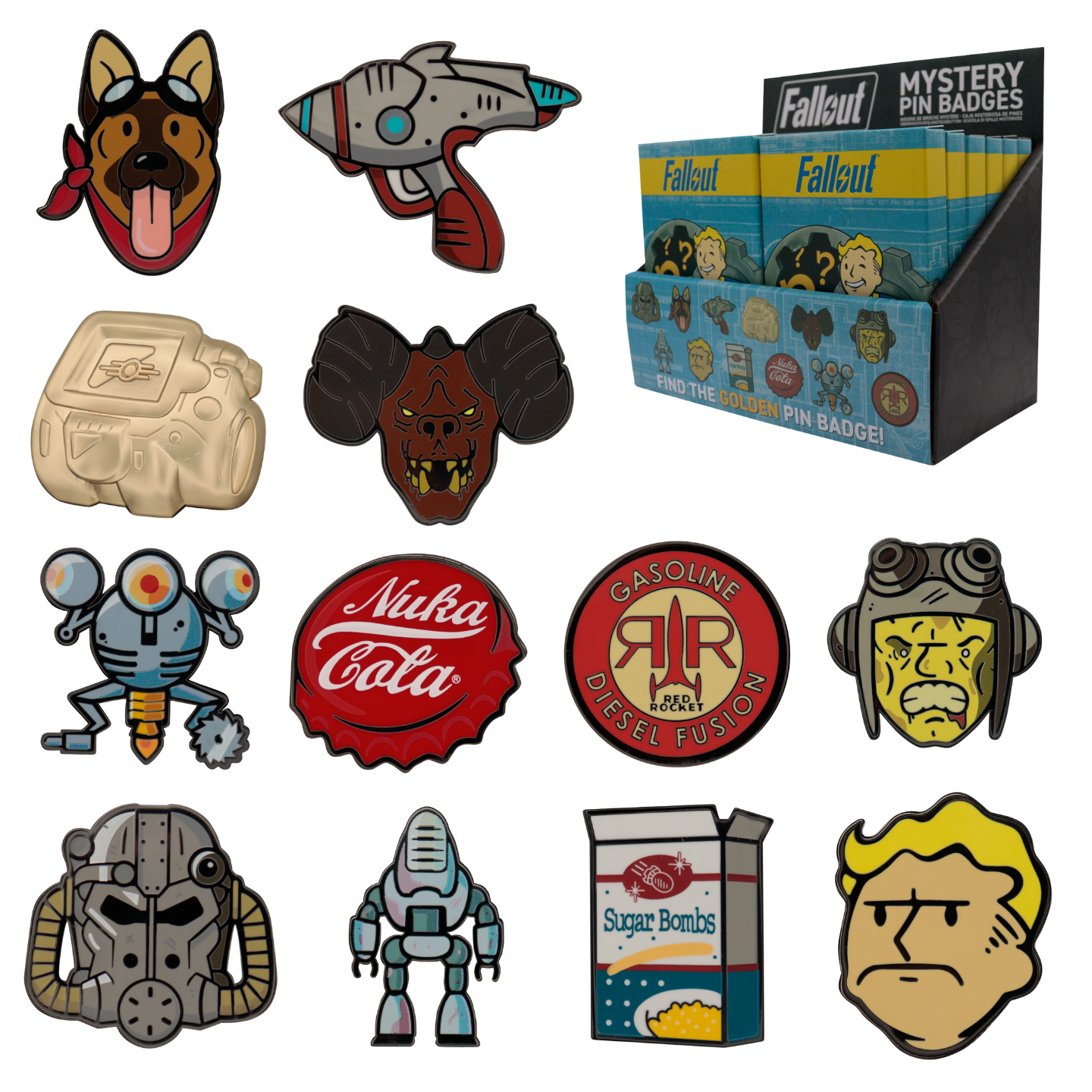 Fallout Mystery Pin Badge CDU Containing 12 Blind Boxes – Fanattik Trade