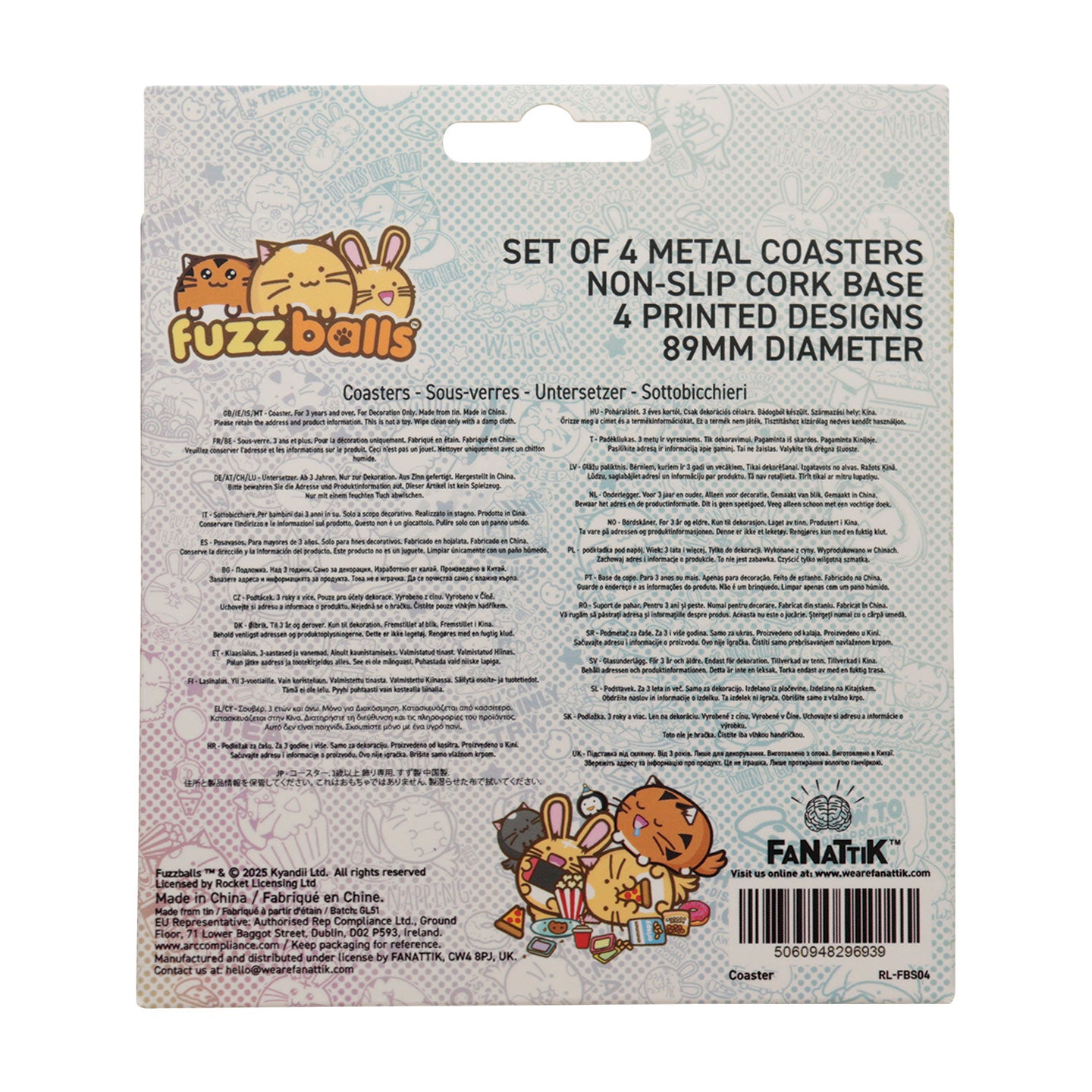 Fuzzballs Set of 4 Drinks Coasters