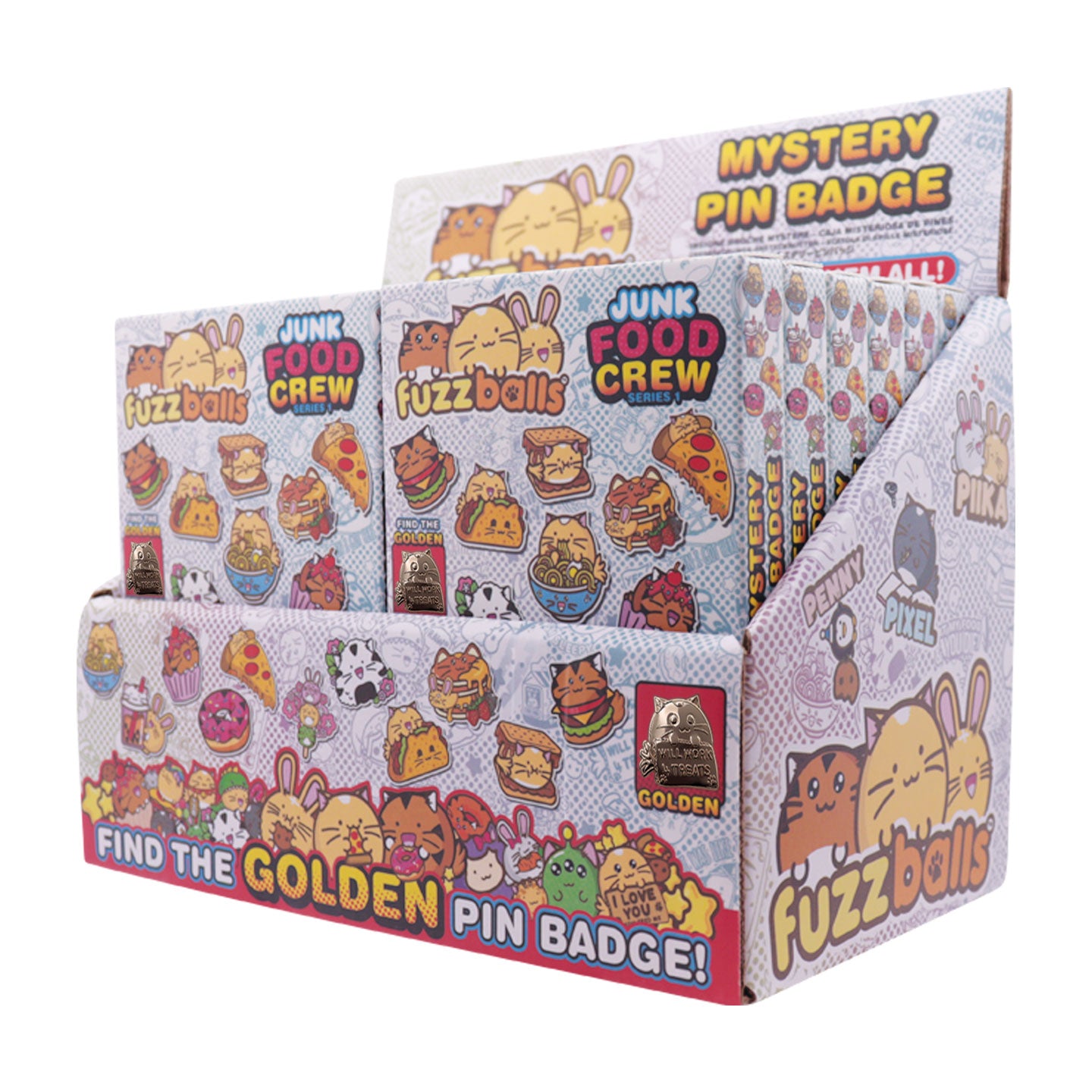 Fuzzballs Mystery Pin Badge CDU Containing 12 Blind Boxes