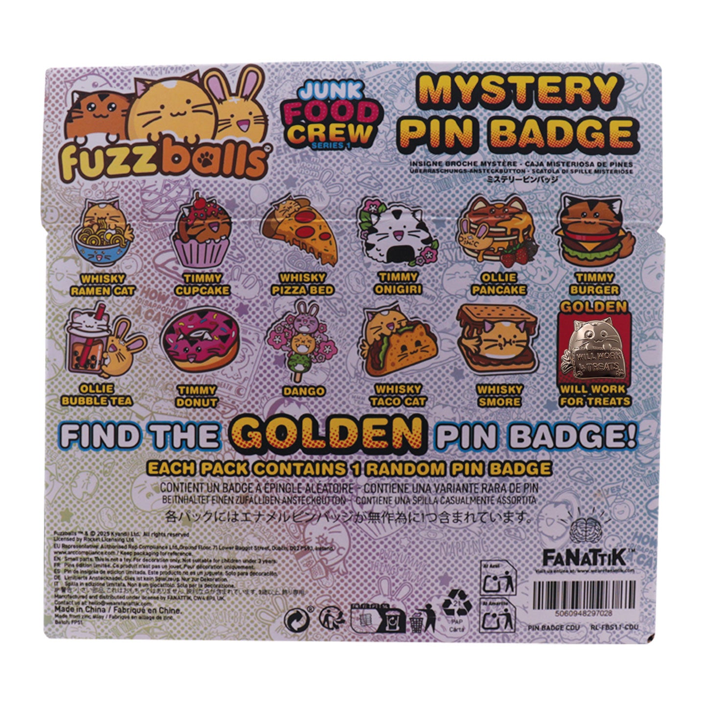 Fuzzballs Mystery Pin Badge CDU Containing 12 Blind Boxes