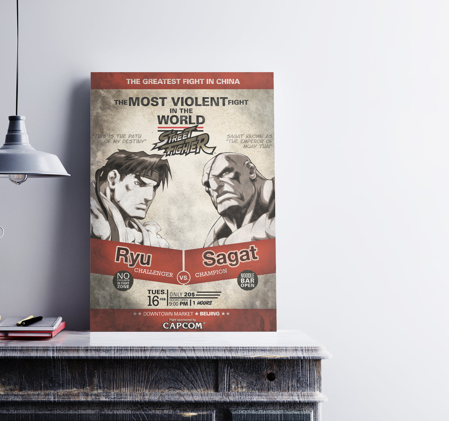 Street Fighter Limited Edition Ryu vs Sagat A3 Art Print