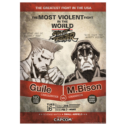 Street Fighter Limited Edition A3 Art Print: Guile vs M.Bison