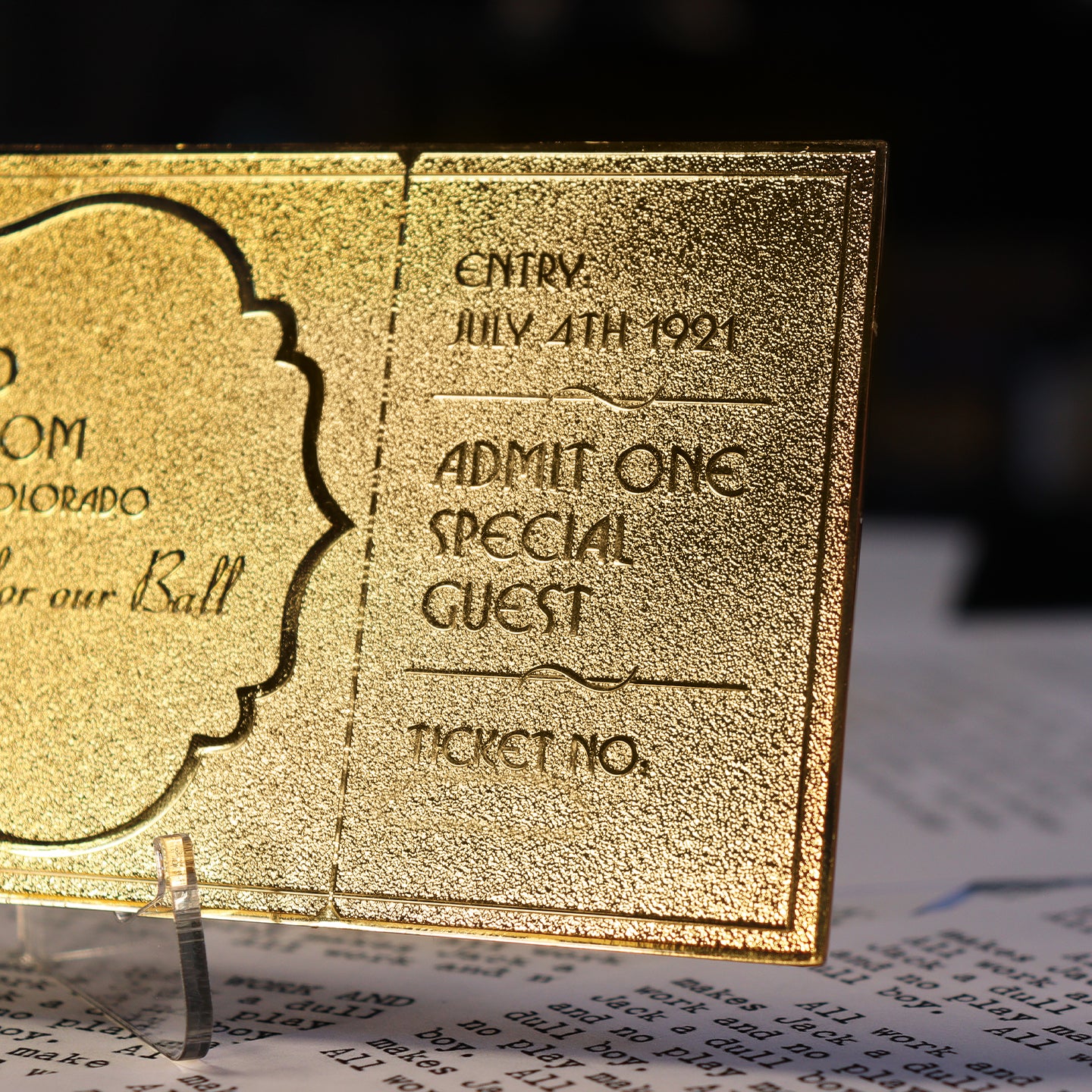 The Shining Limited Edition 24k Gold Plated The Overlook Hotel Ball Ticket