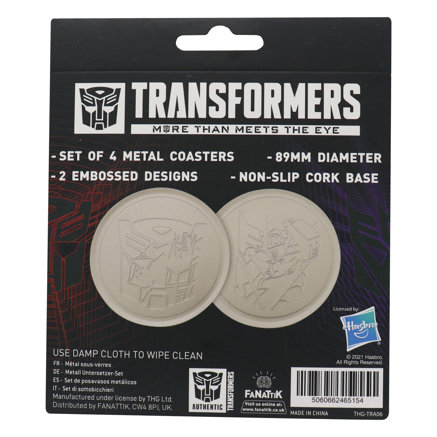 Transformers Set of 4 Embossed Metal Coasters