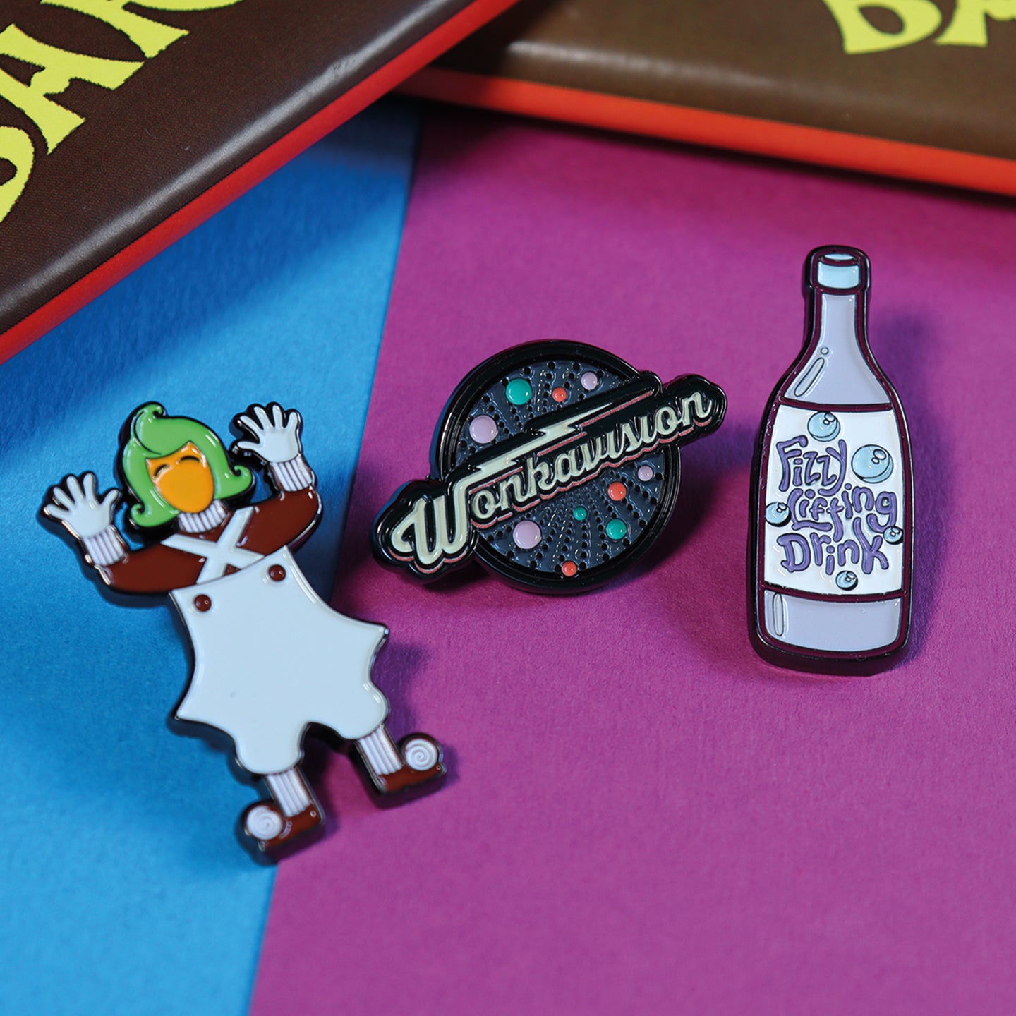 Willy Wonka and the Chocolate Factory Limited Edition Triple Pin Badge Set