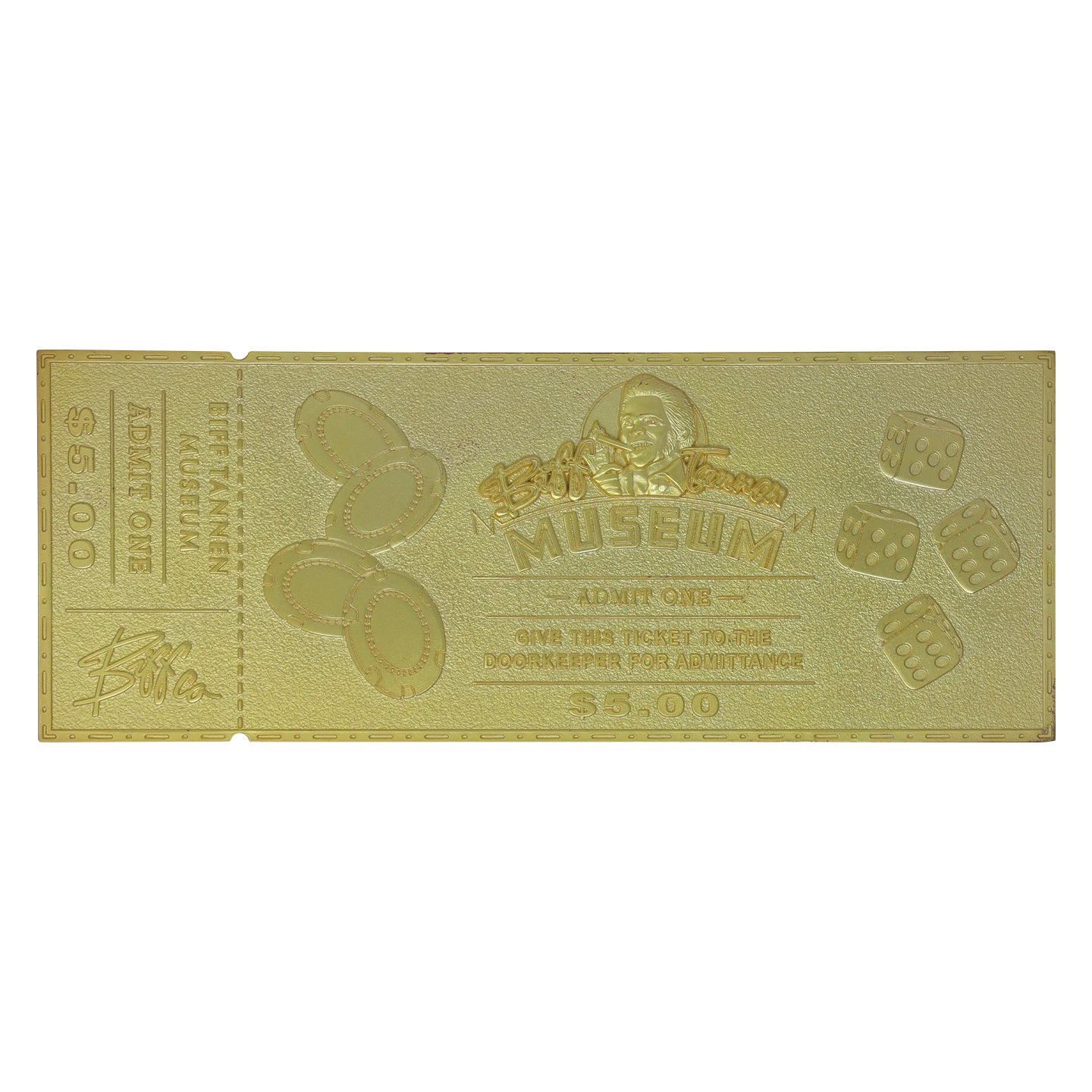 Back to the Future Limited Edition 24k Gold Plated Biff Tannen Museum Entrance Ticket