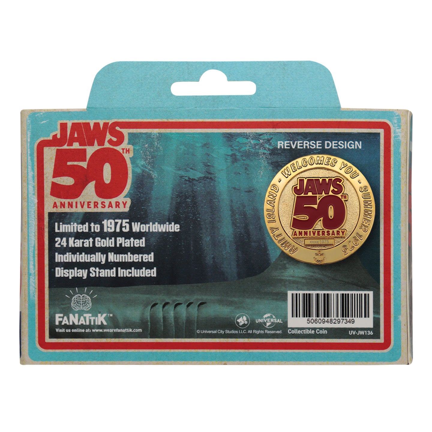 Jaws 50th Anniversary 24k Gold Plated Presentation Coin