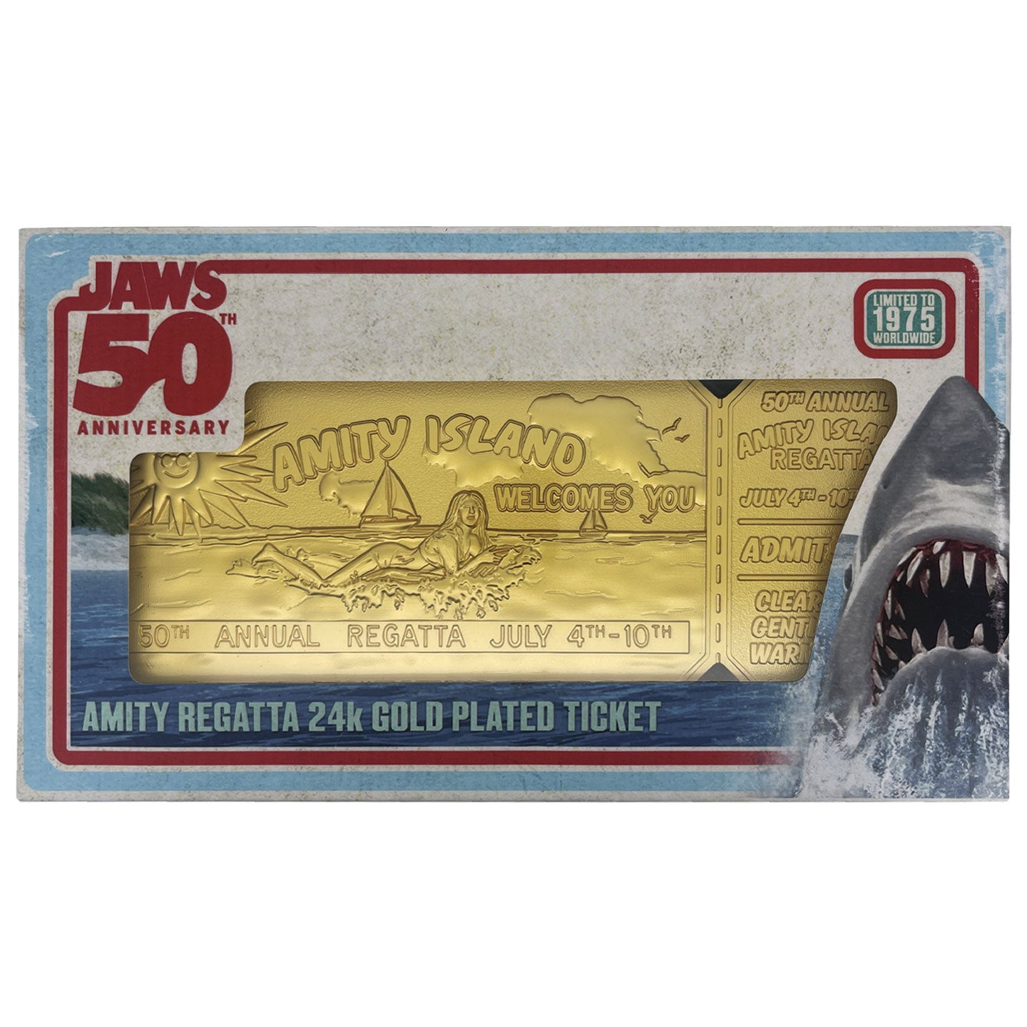 Jaws 50th Anniversary 24k Gold Plated Regatta Ticket