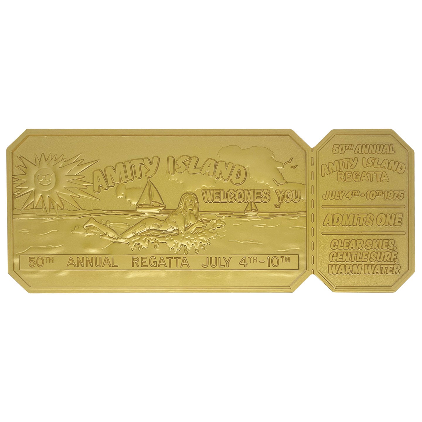 Jaws 50th Anniversary 24k Gold Plated Regatta Ticket