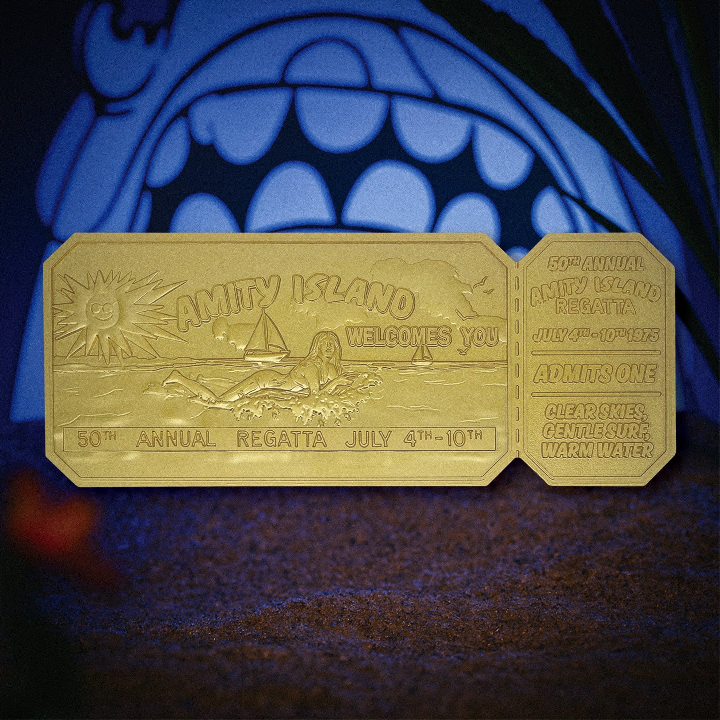 Jaws 50th Anniversary 24k Gold Plated Regatta Ticket