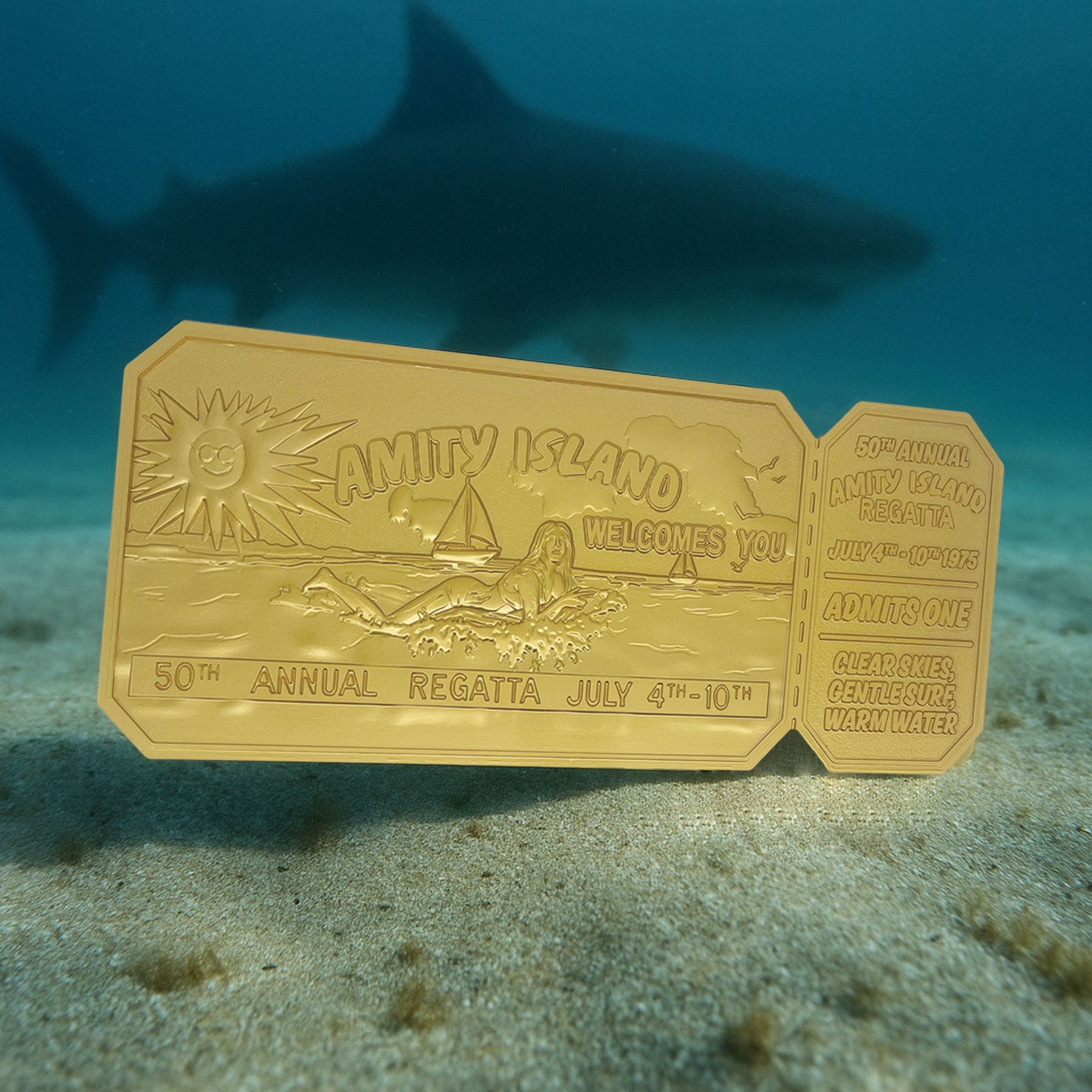 Jaws 50th Anniversary 24k Gold Plated Regatta Ticket