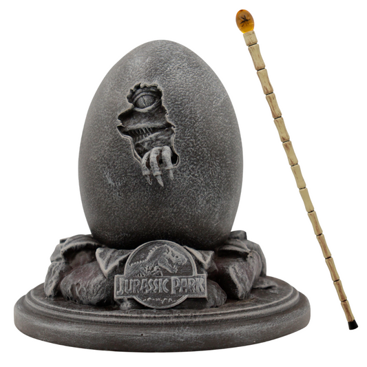 Jurassic Park Velociraptor Egg Statue & Cane Replica Set