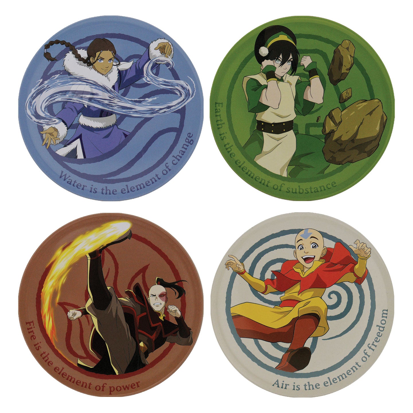 Avatar: The Last Airbender Set of 4 Embossed Metal Coasters