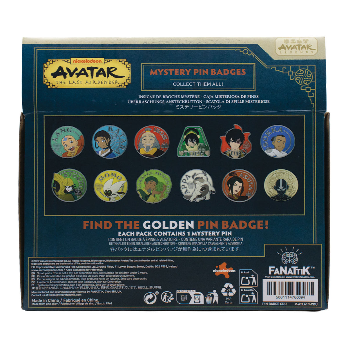 Avatar: The Last Airbender - Mystery Pin Badge CDU Containing 12 Blind Boxes