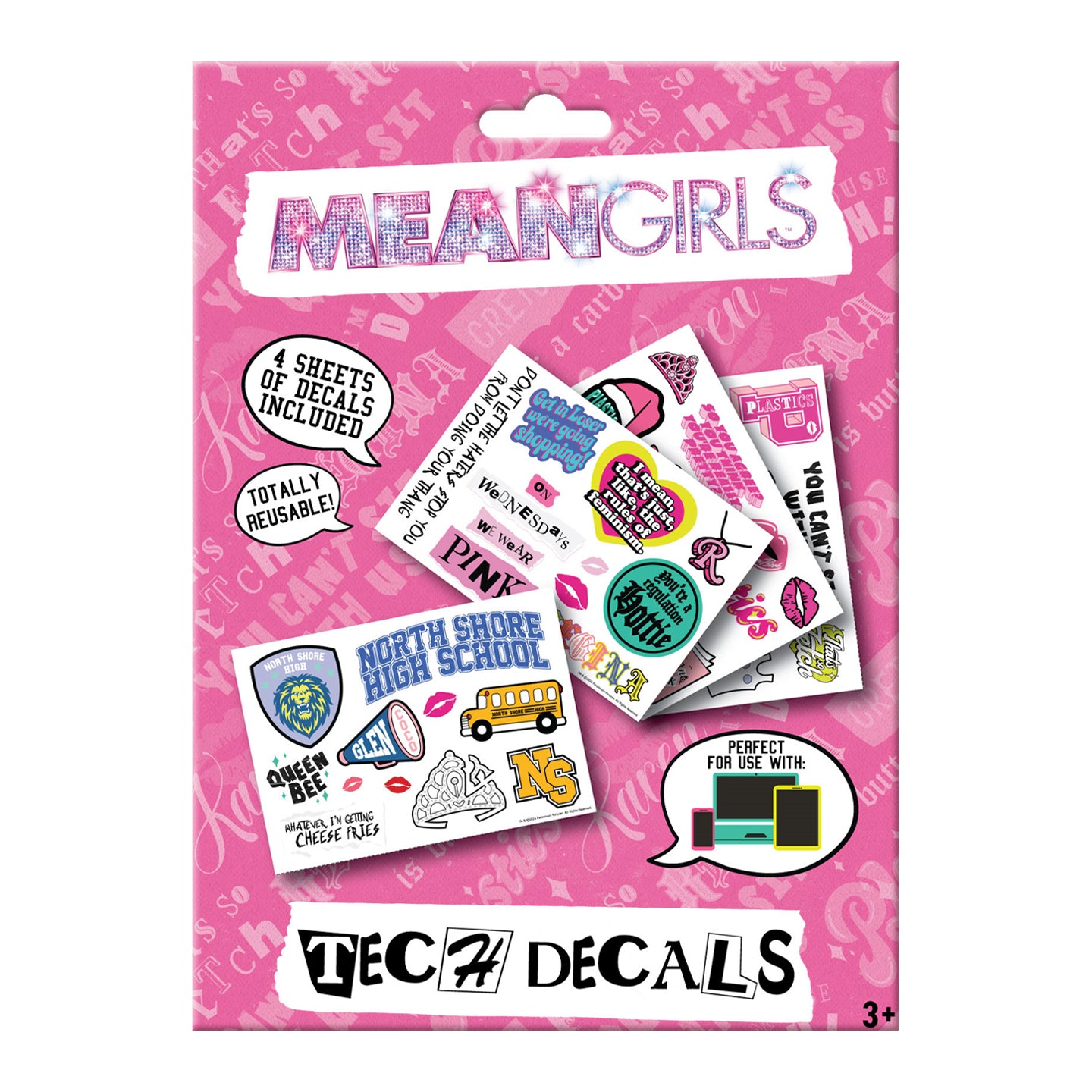 Mean Girls 4 sheets of reusable Tech Decals from Fanattik