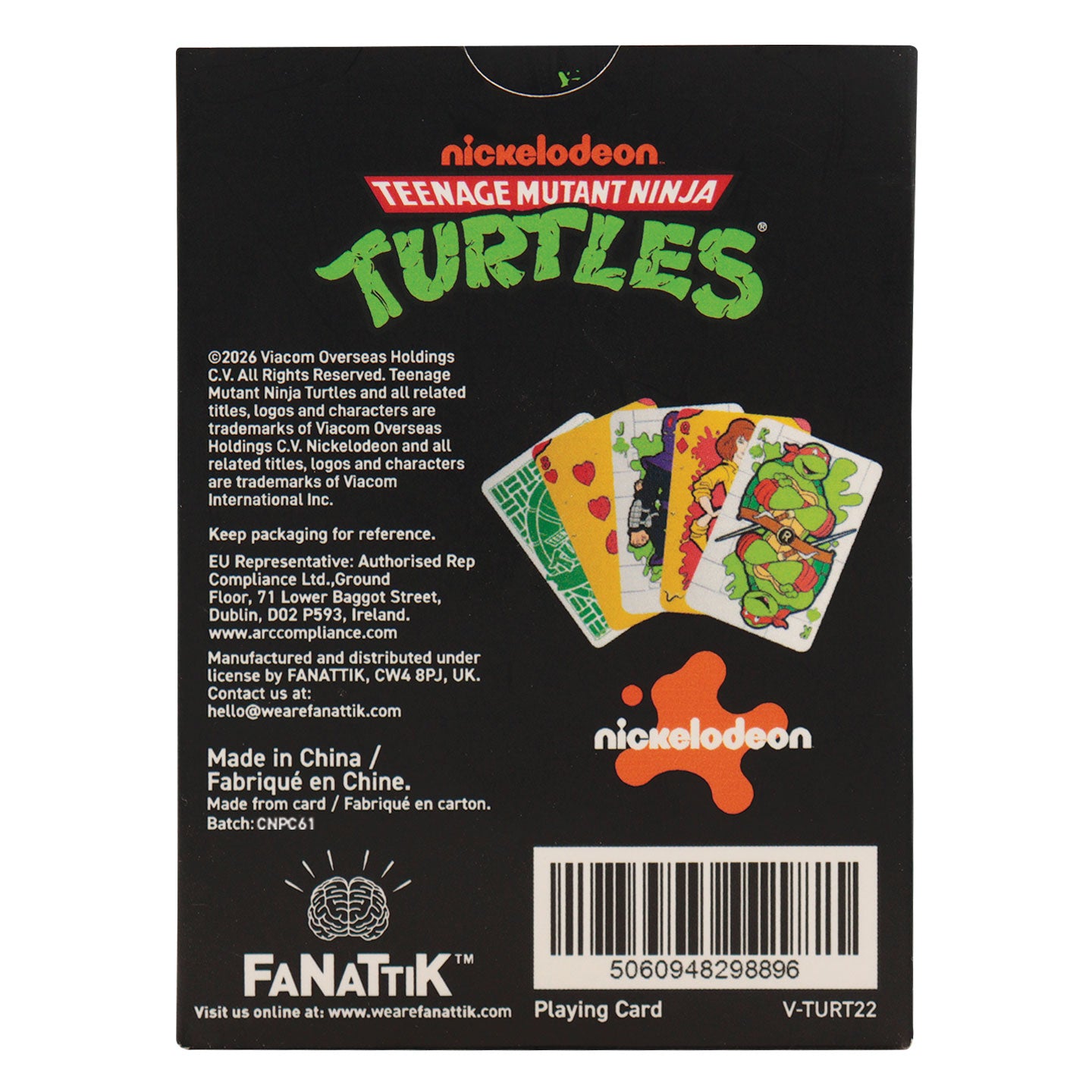 Teenage Mutant Ninja Turtles Playing Cards CDU Containing 12 Packs