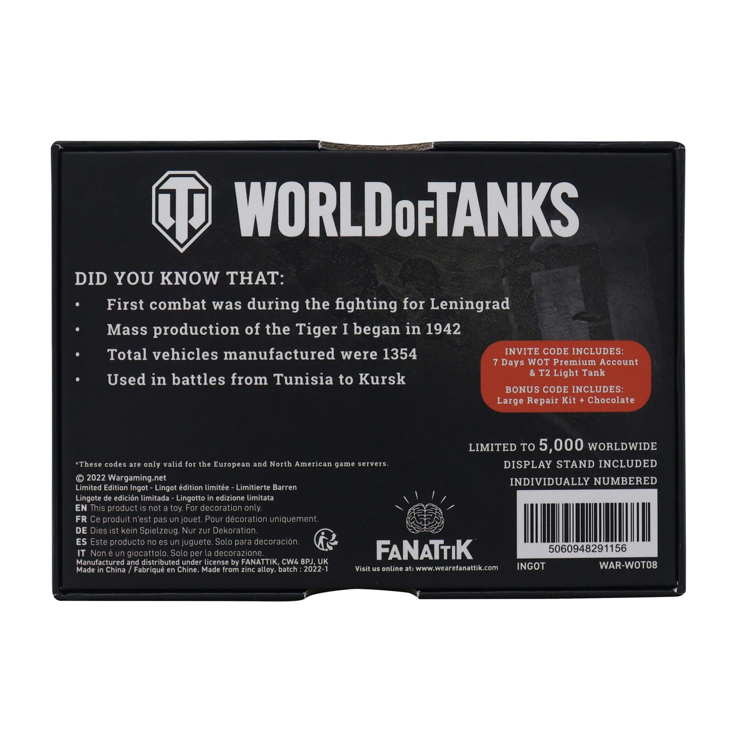 World of Tanks Limited Edition Tiger I Ingot