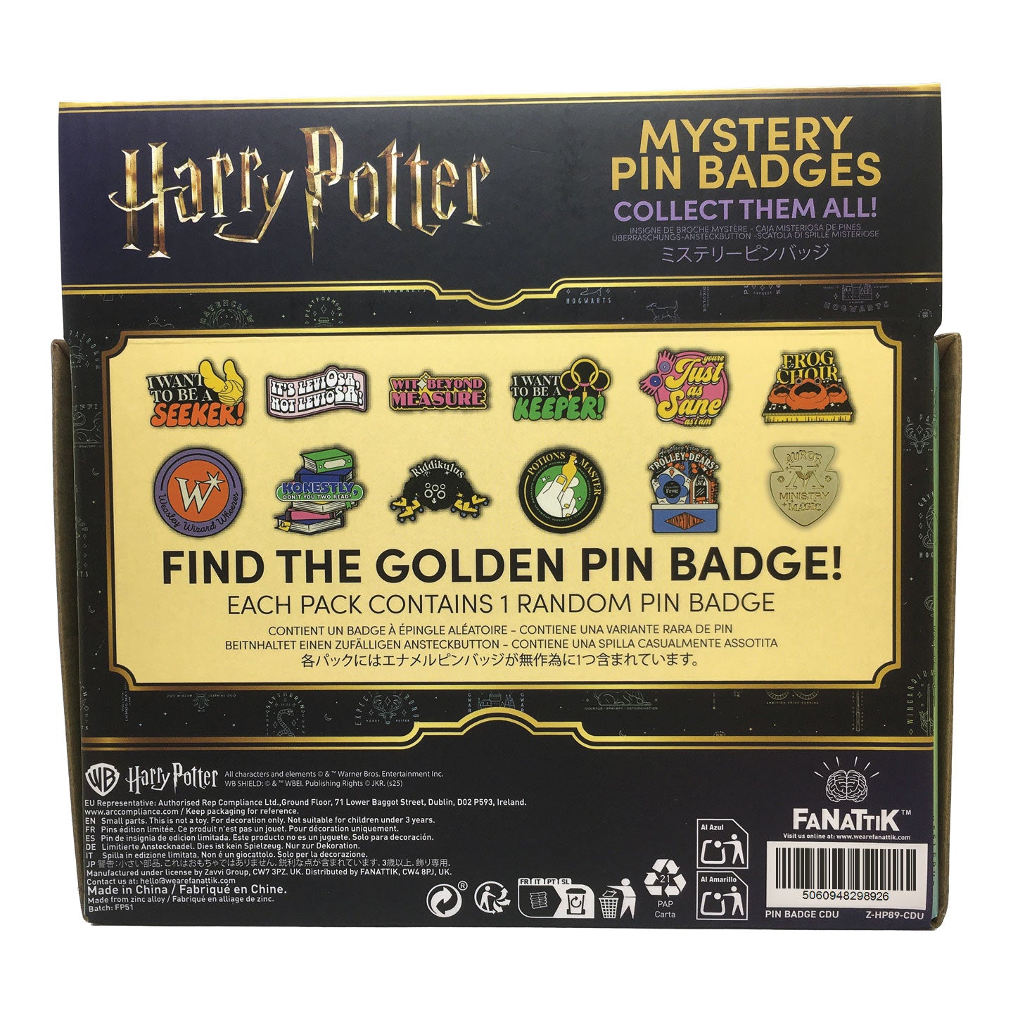 Harry Potter Mystery Pin Badge CDU Containing 12 Blind Boxes
